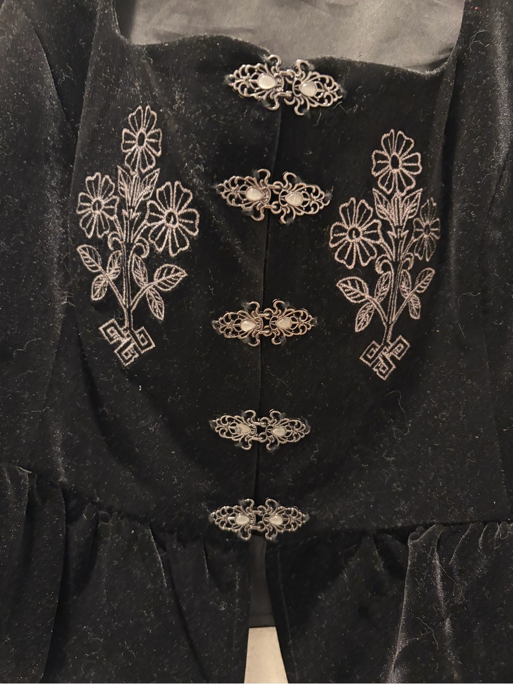 Disturbia Black Velvet Embroidered Vest - Picture 3 of 4